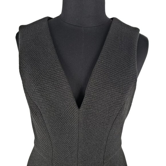 Dress the Population Modest Black V Neck Fit Flare Midi Dress - Picture 7 of 16